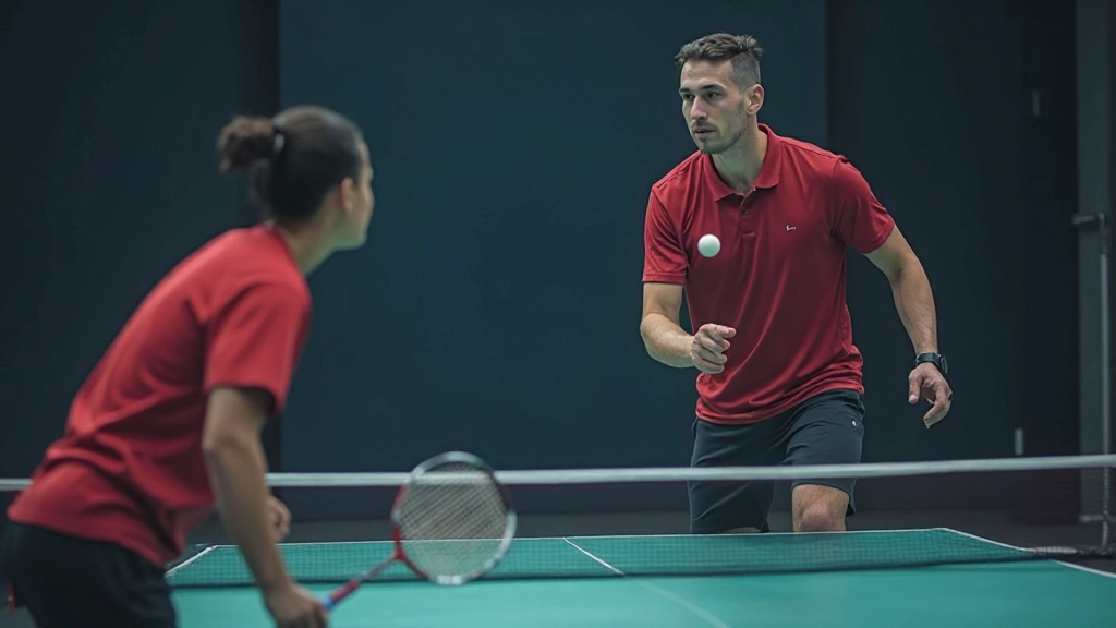 Badminton coach instructing student on proper racket handling and footwork positioning