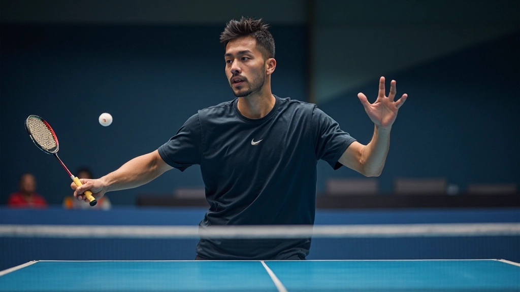 Badminton player executing strategic net positioning technique